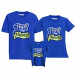 Hangout Hub HH73 Cotton Family Tshirts Dad Mom Son | Travel is My Therapy (Blue;Men-M;Women-M;Boys-S) Matching Twinning Tees (Set of 3)