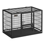 Feandrea Heavy-Duty Dog Crate, Dog Cage, 92.5 x 57.5 x 64 cm, for Small and Medium Dogs, Double Removable Door, Easy Cleaning, Pet Cage, L, Black PPD002B01