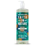 Faith In Nature 1L Organic Coconut Body Wash, Uplifting Shower Gel, Vegan and Cruelty Free, No SLS or Parabens, Family Size