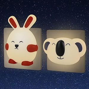 Luz Nocturna Infantil Enchufe, con Sensor Crepúsculo, 2 Piezas Lámpara Noche Animales para Niños, Luz Quitamiedos Bebé para Dormitorio, Luz LED Noche de Lactancia, Cosas de Bebé Recien Nacidos
