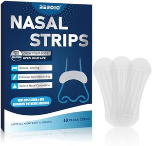 REROIO 60PCS Nasal Strips for Snoring – Comfortable Nose Strips for Breathing,Anti Snoring Devices,Skin-Friendly Snoring Solution for Better Airflow & Restful Sleep