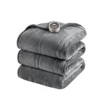 Beautyrest Solid Microlight/Berber Heated Blanket, Twin, Grey