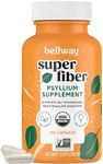 Bellway Super Fiber Capsules - USDA Organic Psyllium Husk Capsules - Daily Psyllium Husk Fiber Supplement for Digestive Health and Regularity - Plant Based, Non-GMO, Kosher - 160 Capsules