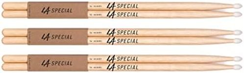 promark LA Specials - 5A Drumsticks - Drum Sticks Set for Acoustic Drums or Electronic Drums - Oval Nylon Tip - Hickory Drum Sticks - Consistent Weight and Pitch - Made in the USA - 3 Pairs