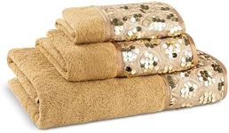 Zahari Home Sinatra Modern Bathroom Towel Set 3 Piece Towel Bath Towel, Hand Towel and Wash Towel Luxury Contemporary Decor Bling Champagne Gold Bath Towel Sets Soft, Plush and Highly Absorbent