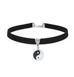 Yin and Yang Choker Necklaces for Women Black Leather Collar Necklace Neckband for Halloween Cosplay