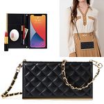 YAKVOOK Wallet Case Apply to iPhone X/XS,Luxury Fashion Flip Purse Leather Bag with Card Slots Crossbody Chain Shoulder Strap with Mirror Bracket Shockproof Protector (iPhone X/XS, Black)