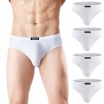 wirarpa Men's Underwear Super Soft Micro Modal Viscose Briefs 4 Pack White No Fly Medium