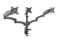 SHOPPINGALL Fully Adjustable Triple Gas Spring LCD Monitor Arm Desk Mount Stand with 2 Swing Arms for Three 15"-32" Monitors - SA-GM135D-Black