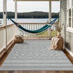 the carpet Calgary Robust Outdoor Rug, Modern Design, Weatherproof and UV Resistant, for Balcony, Patio and Conservatory, Also Suitable for Kitchen or Dining Room, Grey Diamond, 160 x 220 cm