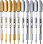 MyLifeUNIT Metallic Marker Pens, 10-Pack Metallic Gold Silver Permanent Markers, Fine Point (5 Gold 5 Silver)