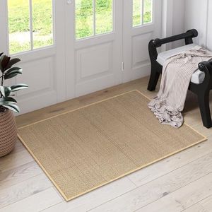 Jute Entryway Mat, Farmhouse Kitchen Entryway Rug, XICEN Door Mat, Indoor Entrance Washable Mat, Small Bathroom Rugs, Non Slip Throw Rug Neutral Indoor Floor Carpet For Front Door, Kitchen Sink, Beige