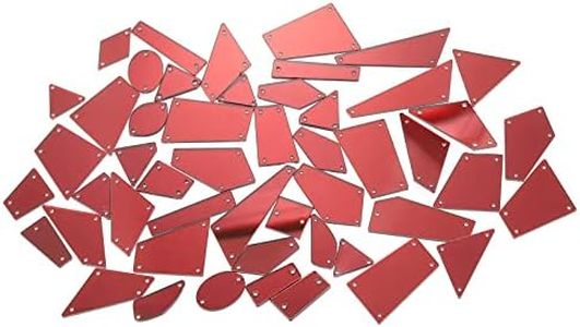 MECCANIXITY 50pcs Red Irregular Acrylic Mirror Beads for DIY Crafts and Evening Wear