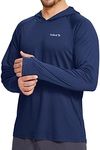 BALEAF Men's Sun Protection Hoodie Shirt UPF 50+ Long Sleeve UV SPF T-Shirts Rash Guard Fishing Swimming Lightweight Deep Blue S