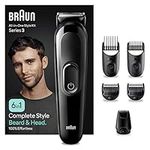 Braun 6-in1 All-in-One Style Kit Series 3, Male Grooming Kit With Beard Trimmer, Hair Clippers & Precision Trimmer, With Lifetime Sharp Blades, Gifts for Men, UK 2 Pin Plug, MGK3420, Black