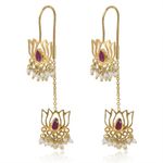 UNNIYARCHA Silver Lotus Sui Dhaga Earring for Women Pure Silver 925, Sterling Silver Jewellery with Certificate of Authenticity & 925 Earrings for Women Silver