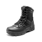 NORTIV 8 Men's Tactical Military Work Boots Side Zipper Outdoor Motorcycle Combat Boots 8 Inches 2.0 Trooper-pro,Size 9,Black,Trooper-PRO