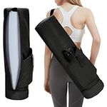 Yoga Bag Women Full-Zip Exercise Yoga Mat Bag with Wet Compartment and Bottle Pocket Yoga Mat Carrier with Adjustable Shoulder Strap, Black (Patent Pending)