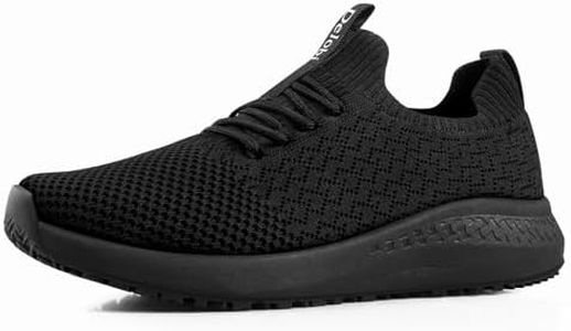 Delobi Non Slip Shoes for Women Food Service Slip Resistant Work Shoe Restaurant Chef Kitchen Hospital Staff Walking Sneakers Breathable Lightweight,Black 9.5