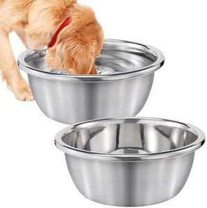 2Pcs 1.3 Gallons Large Dog Bowls - Food Grade Stainless Steel Metal Water Bowls, Large Capacity & Easy to Clean Food Bowls for Large, X-Large Dogs Indoor Outdoor