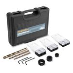 POWERTEC Complete Doweling Jig Kit w/ 1/2",3/8",1/4" Cobalt M-35 Drill Bits, Wood Dowel Jig Accessories with Depth Scale, Laser Cut Alignment Marker & Split Ring Stop Collar for Easy Alignment(71714)