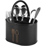 Lush Heaven Metal Spoon Stand for Kitchen (Steel), Cutlery Holder for Kitchen, Spoon Holder for Kitchen -Holds Spoons Knifes Forks butter knife & kitchen tools- Heavy duty (Black) -12 Months Warranty