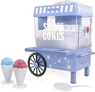 Nostalgia Vintage Countertop Snow Cone Machine - Slushie Machine - Shaved Ice Machine and Crushed Ice Maker - Makes 20 Icy Treats, Includes 2 Reusable Plastic Cups & Ice Scoop – Blue