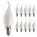 BELINGGO E14 Dimmable LED Candelabra Bulbs 4W, 2700K Warm Soft White 400LM, LED E14 Edison Screw Candle Bulb, C35 Frosted Glass Flame Shape Bent Tip, Pack of 10