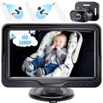 HD 1080P Baby Car Camera - Clear Day & Night Vision 5-Min Tool-Free Easy Setup - 150° Wide Angle Car Seat Camera Easily Check Baby Whole Body Condition Adjustable Display for Infants Newborn Kids