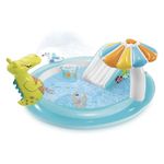 Intex 57165EP Gator 6.6ft x 5.6ft x 4in Outdoor Inflatable Kiddie Pool Water Play Center with Slide, for Toddlers Ages 2 and Up