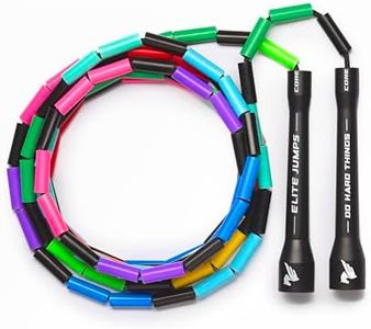 Elite Jumps - Do Hard Things 1” Beaded Jump Ropes - Strong & Durable Materials - Resize & Adjust - Fitness & Cardio Training - Improve Rhythm, Speed, Agility - Rainbow