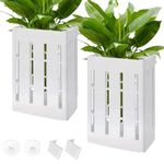 VAYINATO® 2 Pcs White Hanging Water Plant Holder (Box Type) Pot for Aquarium Fish Tank, Aquaponics and Hydroponics with Hooks and Suction Cups for Easy Installation by Petzlifeworld