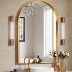 Brightify Arched Mirror, 24 x 36 Inch Gold Arch Mirror, Metal Frame Gold Arched Wall Mirror, Arched Top Bathroom Vanity Mirror for Living Room Bedroom Mantle Entryway Hallways