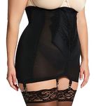 Rago Shapewear Women's High Waist Open Bottom Girdle with Zipper, Black, X-Large/32