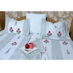 ARUSHII 100% Cotton bedsheet in Super King - Rajputana - Handblocked- Made in India (108 * 108 Inches) with 2 Pillow Covers (White and red) (300 TC)