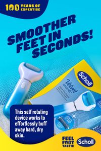 Scholl Velvet Smooth Electric Foot File – Hard Skin & Callus Remover with Cracked Heel Roller