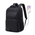 Travel Business Laptop Backpack for Men & Women, 40L Black Backpack with USB Charging Port, Water Resistant Backpack College School Computer Bag Gift Fits 17.3 Inch Laptop, Tablet, Notebook