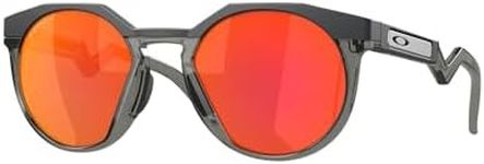 Oakley Men's OO9242 HSTN Round Sunglasses, Matte Carbon/Prizm Ruby, 52 mm