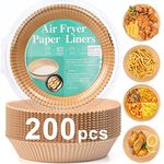 200pcs Air Fryer Disposable Paper Liner, Non-Stick Disposable Air Fryer Parchment Paper Liners, Baking Paper for Air Fryer Oil-Proof, Water-Proof, Food Grade Parchment（6.3" in Bottom, 7.9" on top）