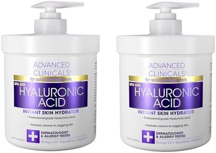 Advanced Clinicals Anti-aging Hyaluronic Acid Cream for face, body, hands. Instant hydration for skin, spa size. (Two - 16oz)