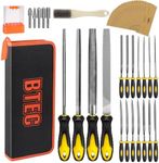 BTEC 46PCS Metal Files for Steel 4PCS Large Metal File Woodworking Wood Files Set 14PCS Needle for Work Triangle Rasps Tools