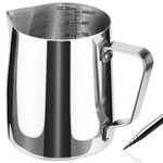 Homepixi Milk Frothing Pitcher (900ML) with Coffee Art Needle, 304 Stainless Steel Espresso Coffee Pitcher for Latte Art, Jug for Milk Frothing, Barista Tools for Cappuccino & Coffee