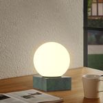 FLORNIA Globe Ball Lamp Modern Industrial Table Lamp, Unique Bedside Nightstand Desk Lamp with Glass Shade and Marble Base for Bedroom, Living Room, Decoration (Include Bulb G45)