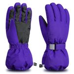 ThxToms Kids Winter Gloves, Waterproof Ski Snow Gloves for Boys and Girls, Winter Warm Gloves for Cold Weather Outdoor Play (Purple Ages 4-6)