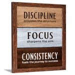 Chaka Chaundh -Discipline provides the structure Focus sharpens the aim Consistency fuels the journey to success. frames for wall - motivational quotes frames - poster with frame - (14 X 11 Inches)