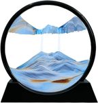 DRUMSTONE Dynamic 3D Flowing Sand Art Picture: Round Glass Frame Sandscape in Motion, Liquid Sand Painting for Home and Office Desktop Decor, Relaxing Ornament, Creative Gift, Blue Sand in Black Frame