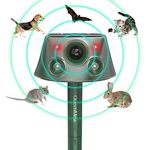 Animal Deterrent Solar Powered, Waterproof Outdoor Animal Deterrent Devices with Motion Sensor, Animal Chase Deterrent Devices for Bird Deer Skunk Squirrel,Sound Frequency 18 kHz