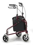 DAYS Tri Wheel Folding Walker with Lockable Brakes, Mobility Aid, Easy to Manoeuvre & Height Adjustable, For Eldery and Disabled Users, Red