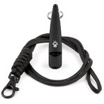 TDL Gun Dog Training Whistle with Lanyard - Dog Whistle with Loud, Solid Tone & Far Reaching Sound - Ideal High-Frequency Long-Distance Dog Recall Whistle for Most Breeds - Black with Black Rope