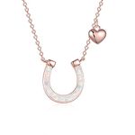 POPLYKE Horseshoe Necklace for Women Sterling Silver Rose Gold White Opal Horse Jewelry Gifts for Girls 15+2'' (white opal)